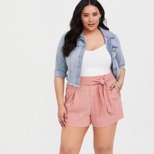 Torrid Tie Front Waist Pink Dot Shorts 12 barbiecore Barbie